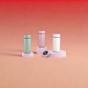 Green, pink and white insulated cups with smart temperature measurement rings, portable stainless steel for keeping warm and cold details Picture